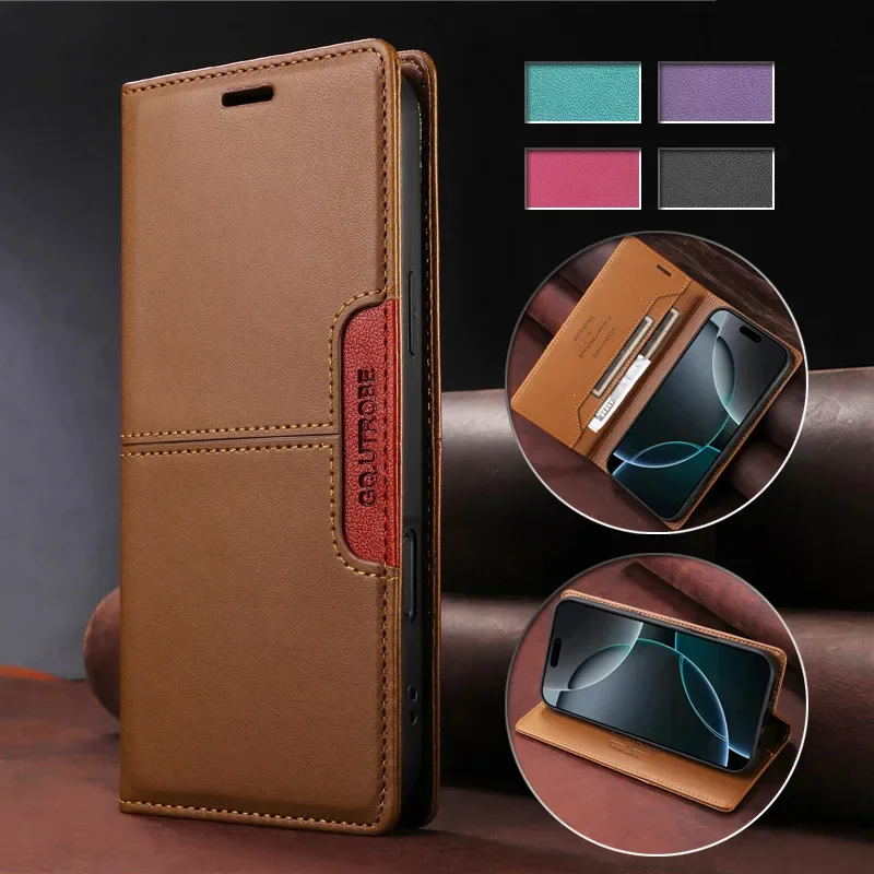 Oppo A78 - Anti-theft Leather Case Flip Cover For