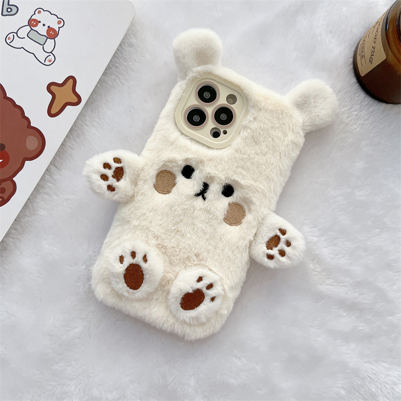 Korean 3D Cartoon Bear Fluffy  - đánh giá và giá Apple Iphone 16