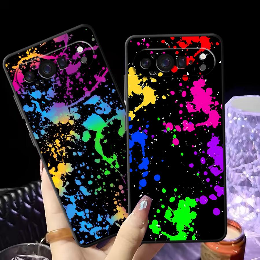 Rainbow Paint Splatters Funda  - đánh giá và giá Google Pixel 9